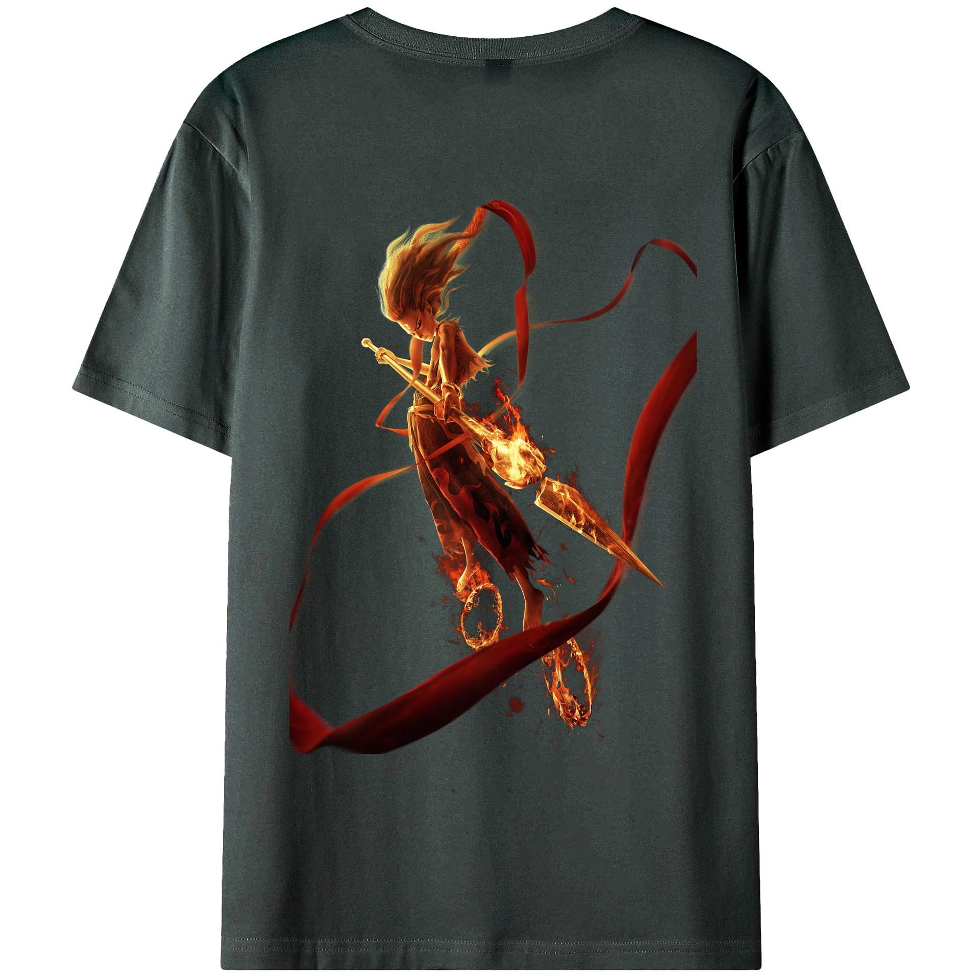 （画像用） Ne Zha 2 ナタ 魔童の大暴れ 綿100％ メンズ半袖Tシャツ（バックプリント） 通気性